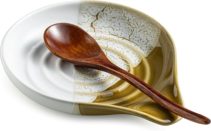 Ceramic Spoon Rest for Stove Top & Kitchen Counter, Large Spoon Holder by Cormomu