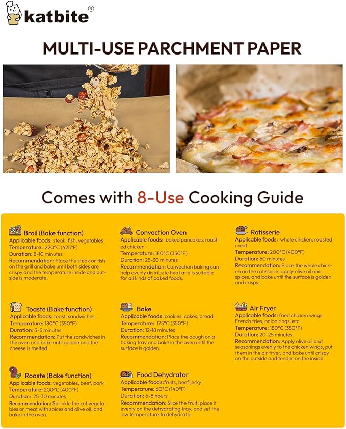 Katbite Air Fryer Disposable Paper Liners 100 Pcs, 9x11 Inch, Oil Resistant & - Image 7