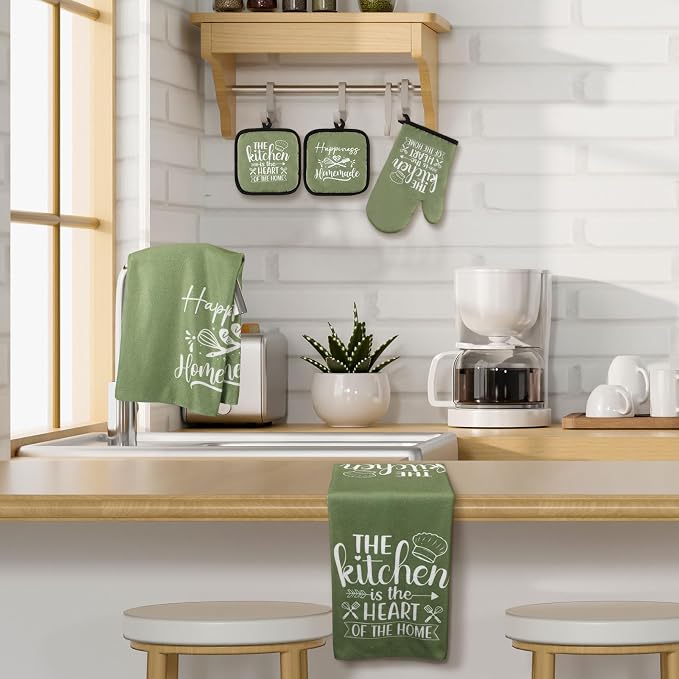 Sratte 6 Pcs Kitchen Decor Accessories Set Farmhouse Towels Pot Holders Oven - Image 2