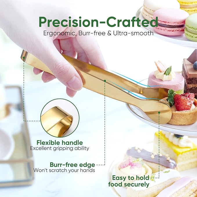 12 Pcs Gold Serving Tongs, Stainless Steel Ice Tongs Mini Sugar Tongs - Image 5