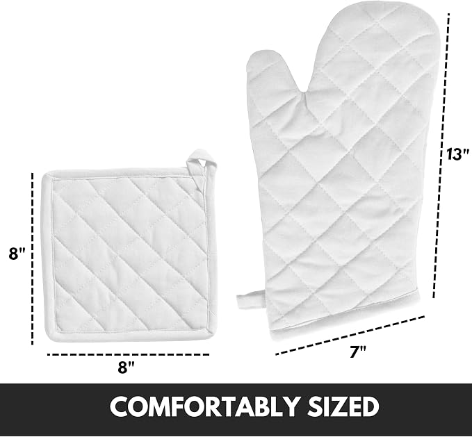 Oven Mitt & Pot Holder 100% Cotton Set of Heat Resistant Oven Gloves & Hot Pads - Image 3