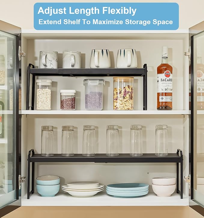 25.5 Inches 3 Pack Expandable Cabinet Shelves, Stackable Shelf Organizer - Image 5