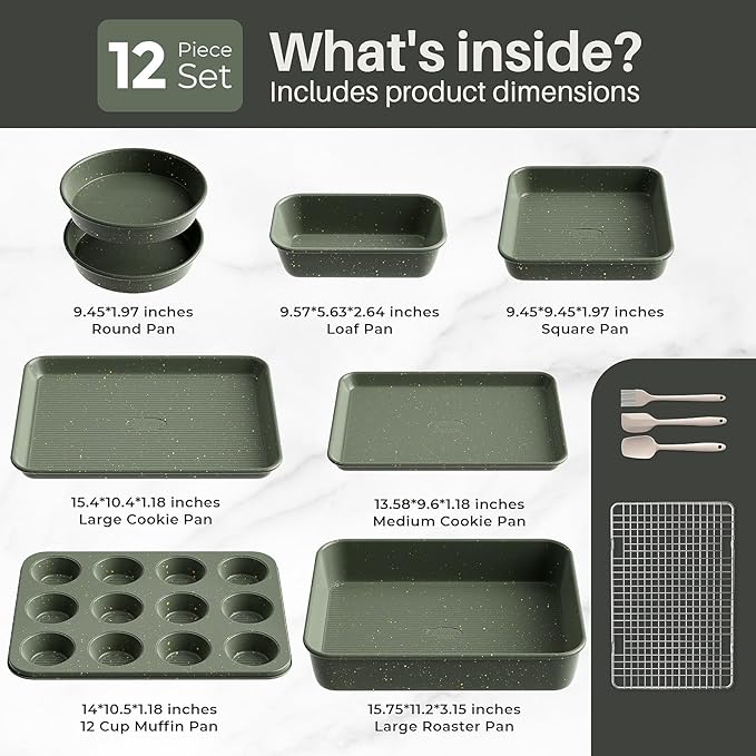 12-Piece Nonstick Baking Set, Non-Toxic Bakeware Sets - Image 2