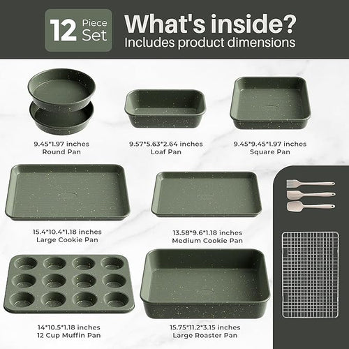 12-Piece Nonstick Baking Set, Non-Toxic Bakeware Sets - Image 2