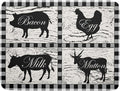 Farmhouse Animal Dish Drying Mat Buffalo Plaid Drainer Rack Mats Fast Dry by Giwawa