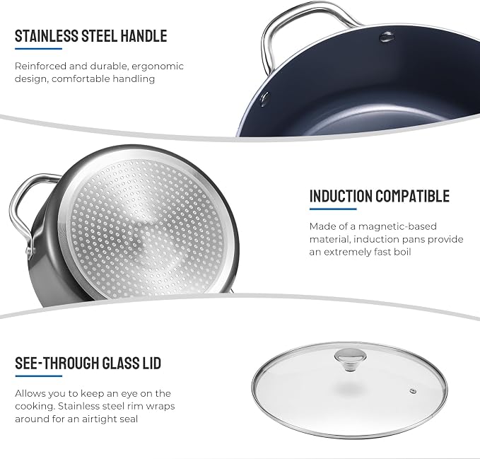Induction Cookware Set 6-Piece, Stackable Kitchen Cooking Pots Set, 6qt 4.8qt & - Image 6