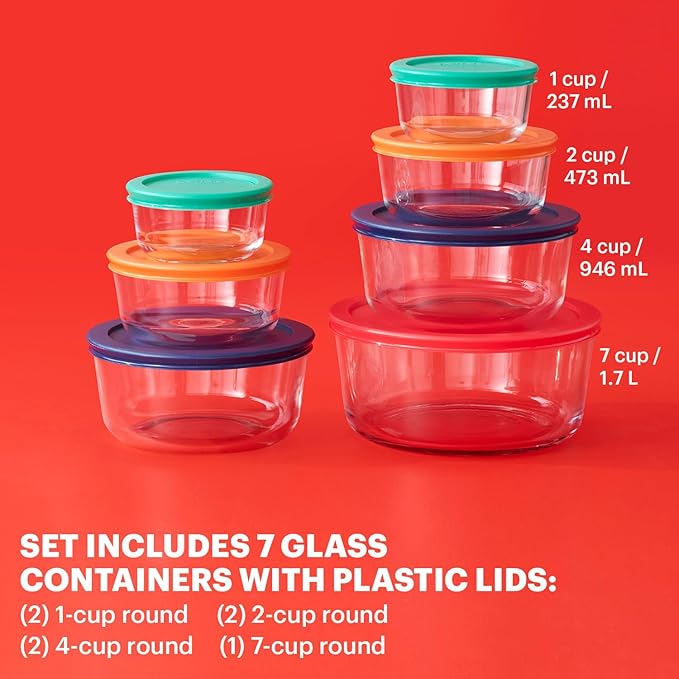 Pyrex Simply Store Glass Food Storage Containers Set, Meal Prep Containers - Image 3