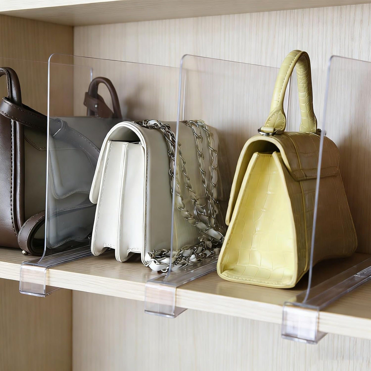 2 Pack Shelf Divider for Closet Acrylic, Clear Purse Organizer for