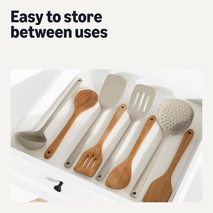 Amazon Basics Wooden Cooking Utensils, 6-Piece Set, Acacia Wood, Pre Oiled - Image 6
