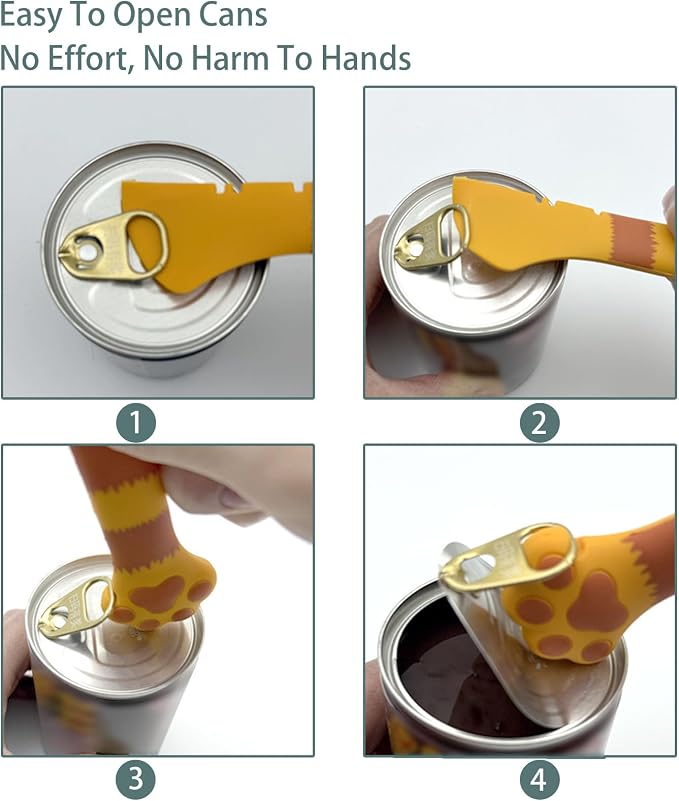 Cat Spoons for Wet Food Pet Can Lid Cover, Silicone Multi-Function Cute Paw - Image 3