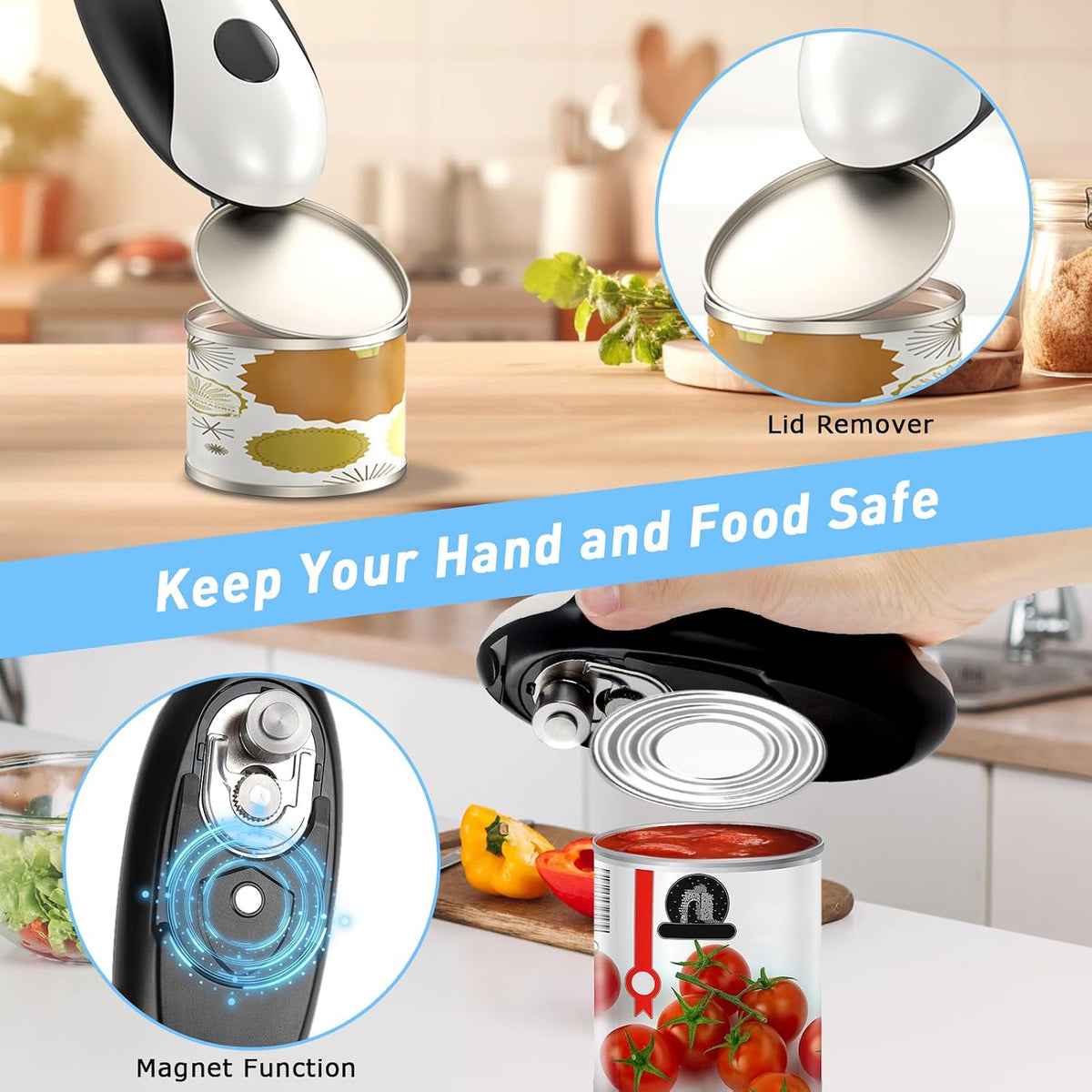 One-Touch Rechargeable Electric Can Opener - Hands-Free Automatic
