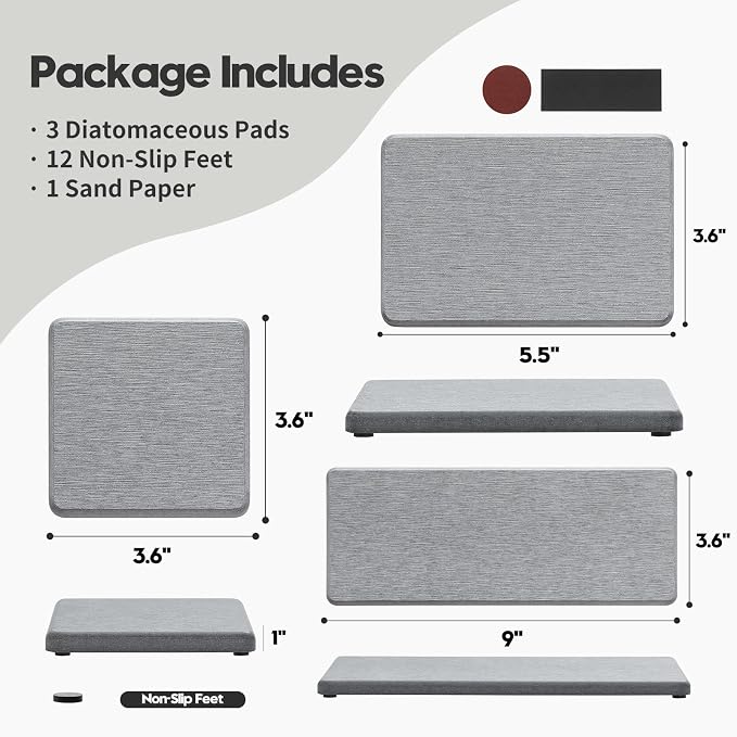 Razborci 3PCS Bathroom Sink Vanity Trays, Quick Stone Drying Mat Dish Soap - Image 2