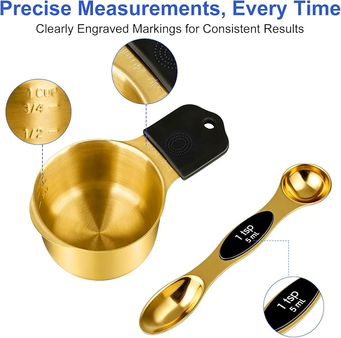 Magnetic Measuring Cups & Spoons Set, Strong N45 Magnets, Heavy Duty Stainless - Image 4