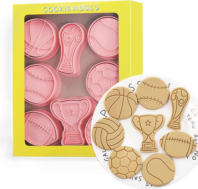 Ball Shape Cookie Cutters Set, 8-PCS 3D Football, Basketball, Volleyball by Tuxxzis