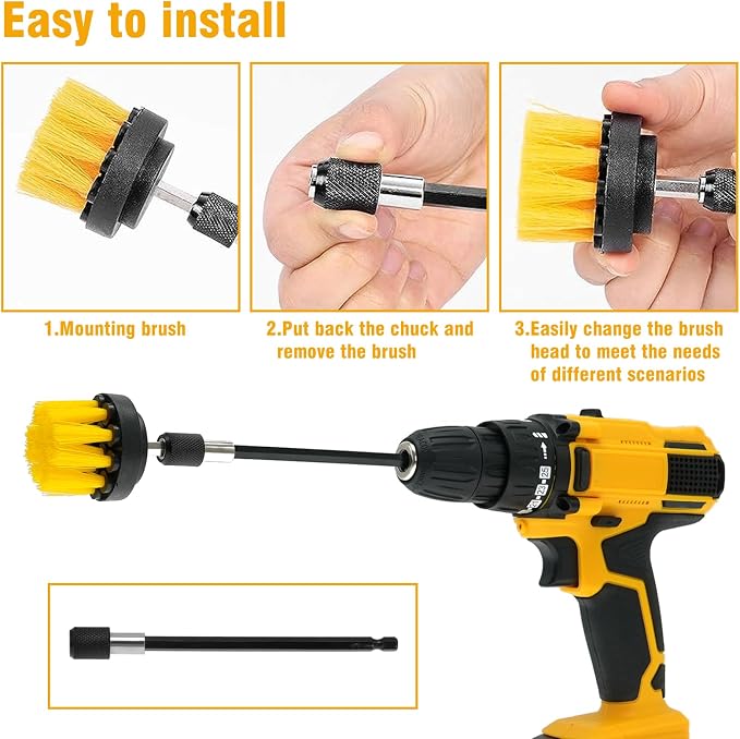 8 Pcs Drill Brush Attachment Set, Power Cleaning Scrub Brush Kit - Image 4