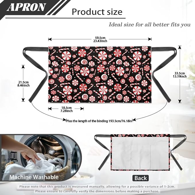 Server Apron with 3 Pockets, Waterproof Oil Waitress Waiter Half Apron - Image 7