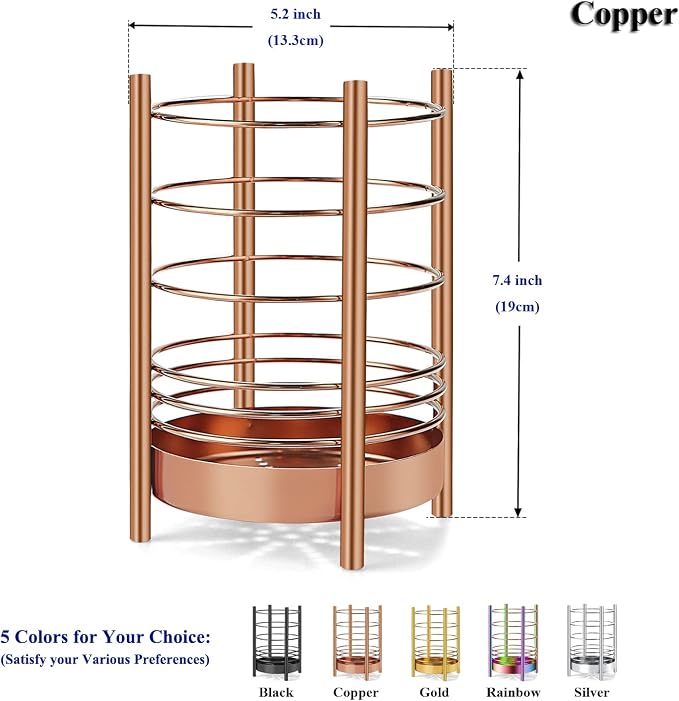 Copper Kitchen Utensil Holder for Kitchen Counter, Stainless Steel Utensil - Image 2