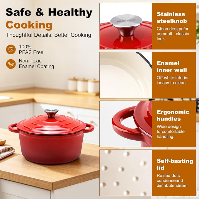 Enameled Cast Iron Dutch Oven - 7QT Pot - Image 6