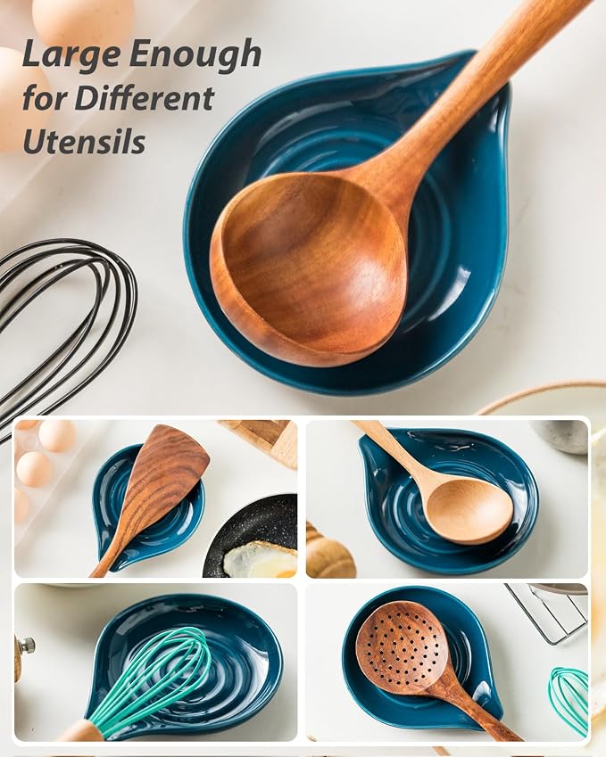 LAUCHUH Spoon Rest for Stove Top, Ceramic Spoon Holder for Kitchen Counter - Image 5