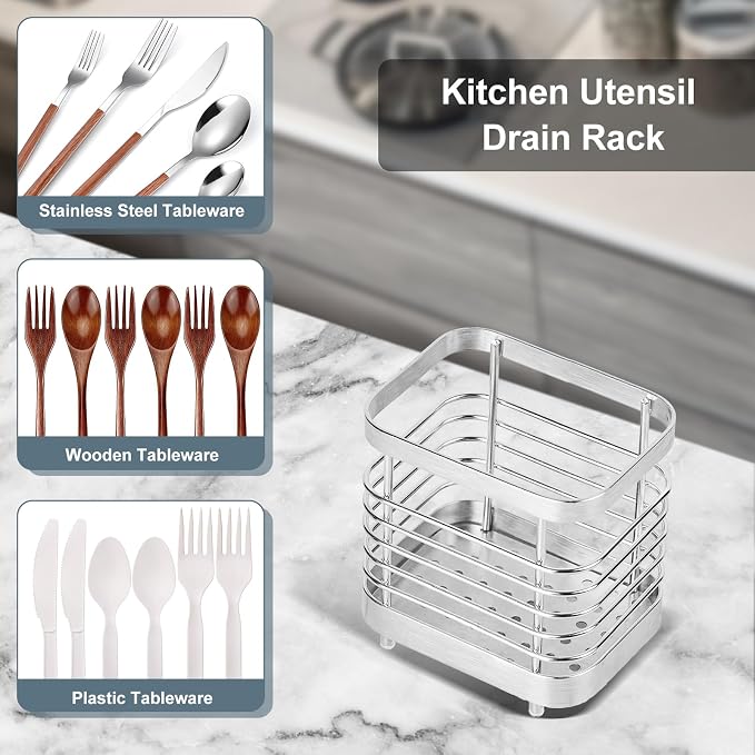 Utensil Holder, Stainless Steel Utensil Drying Rack - Image 8
