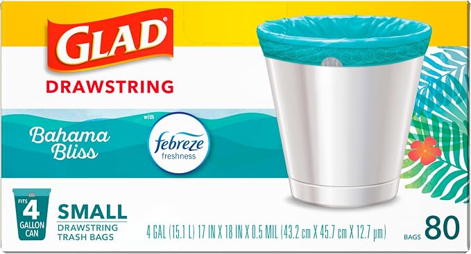 Glad Small Trash Bags 4 Gallon, Febreze Bahama Bliss Garbage Bags, Odor - Image 11