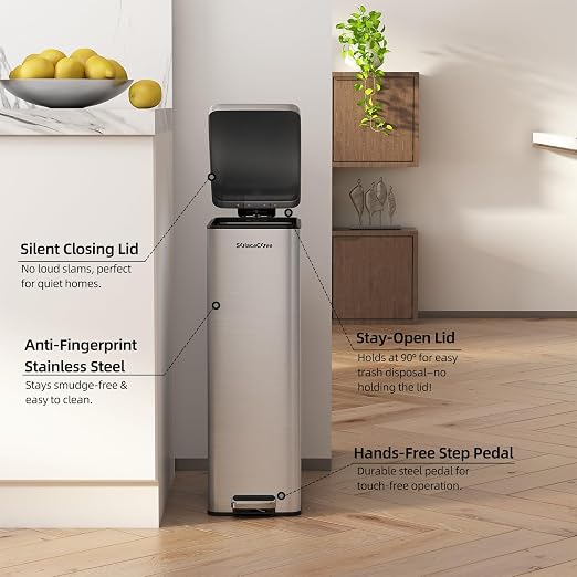 8 gallon/30L Slim Stainless Steel Garbage Can - Image 4