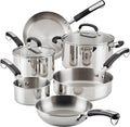 Farberware Brilliance Stainless Steel Cookware Set, 10 Piece Pots and Pans Set by Farberware