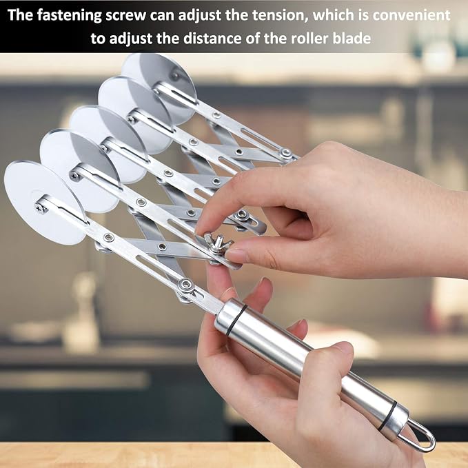 Juome 5 Wheel Pastry Cutter Stainless Pizza Slicer Multi-Round Dough Cutter - Image 4