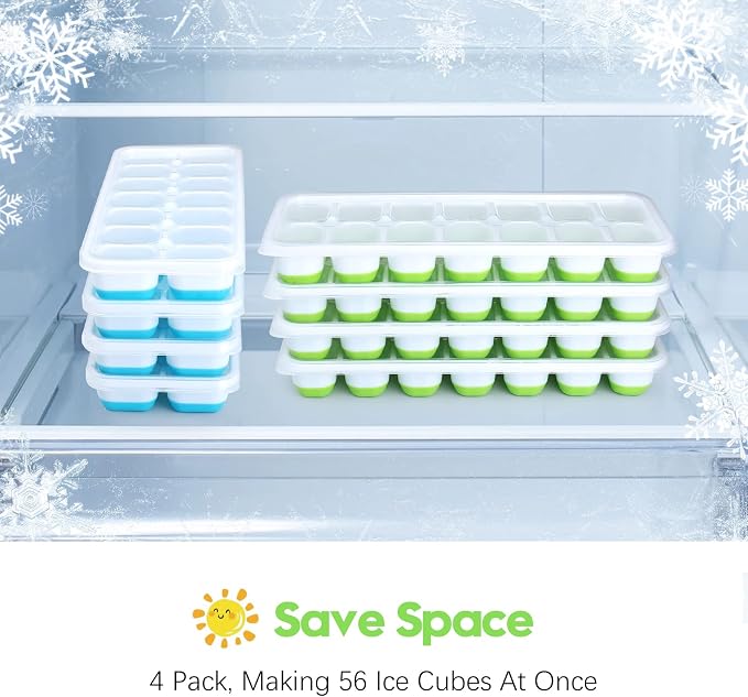 Silicone Ice Cube Tray, 8 Pack Easy-Release & Flexible 14-Ice Cube Trays - Image 5