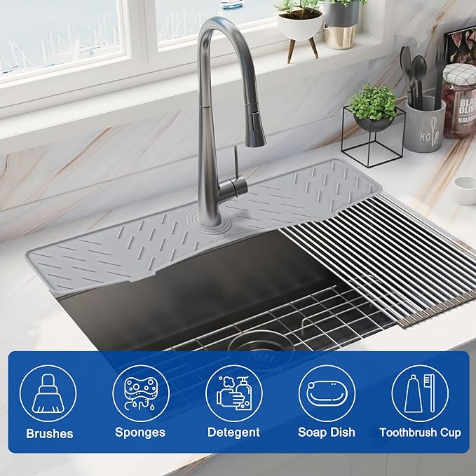 Faucet Mat for Kitchen Sink – 24” x 5.1” Extra-Long Silicone Splash Guard - Image 5
