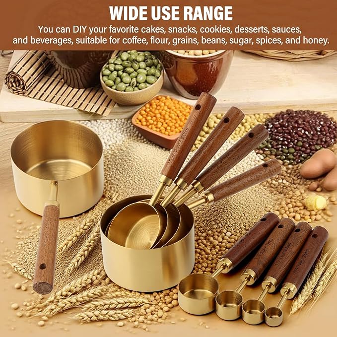8Pcs Gold Measuring Cups and Spoons Set - Image 5