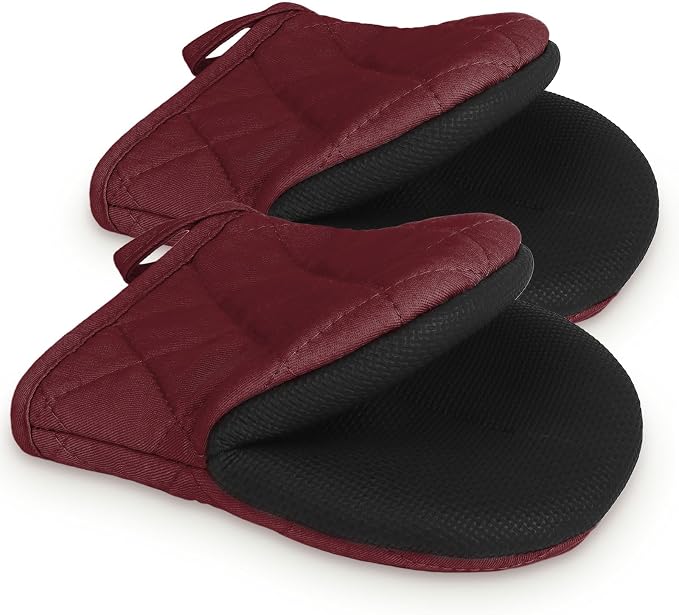 Short Oven Mitts, Heat Resistant 500°F, Silicone Grip Kitchen Gloves, Non-Slip by GOLDMEET