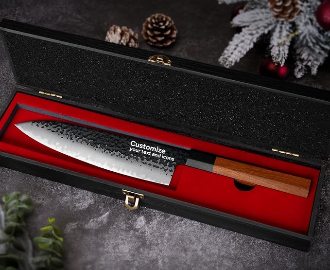FAMCÜTE Personalized Gifts for Men Engraved Custom Japanese Knife, Hand Forged by FAMC%C3%9CTE