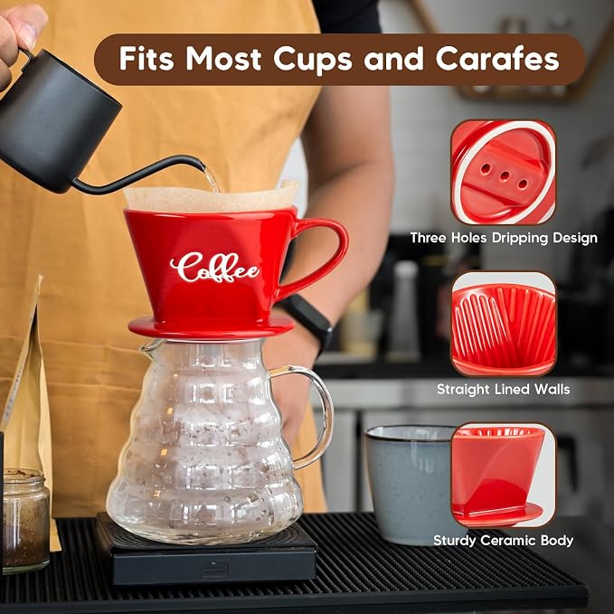 Pour Over Coffee Maker, Ceramic Pour Over Coffee Dripper, Manual Brew Maker - Image 4