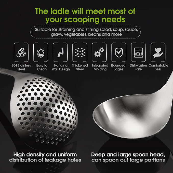 Patelai Hot Pot Slotted Ladle Set Stainless Steel Soup Ladle Strainer Scoops - Image 5