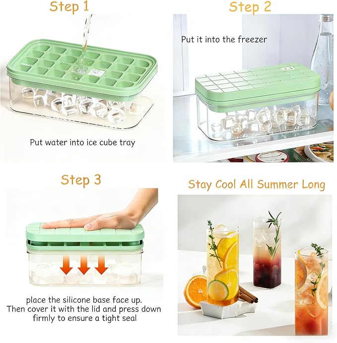 Silicone Ice Cube Trays with Lid and Bin - Image 4