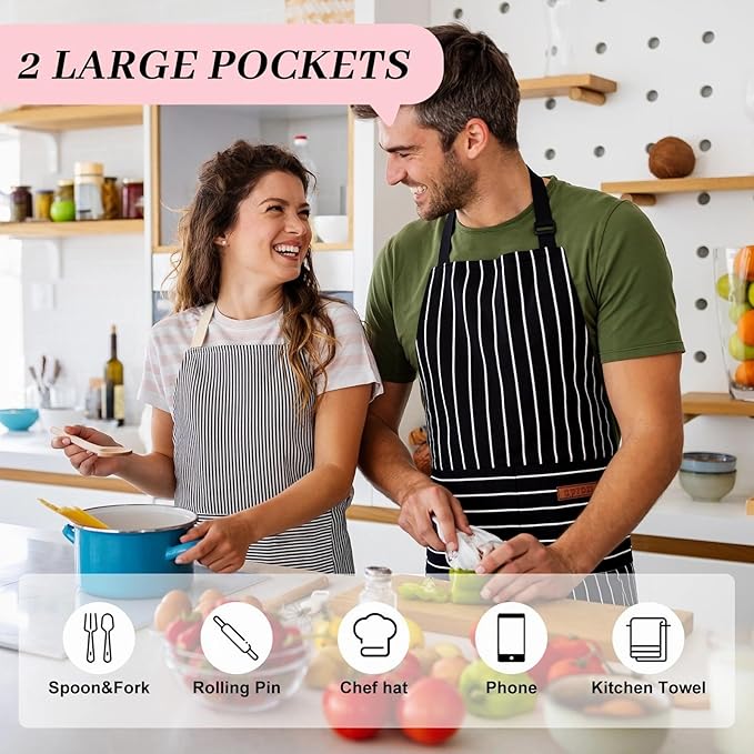 2Pack Adjustable Kitchen Apron for Women Men - Image 4