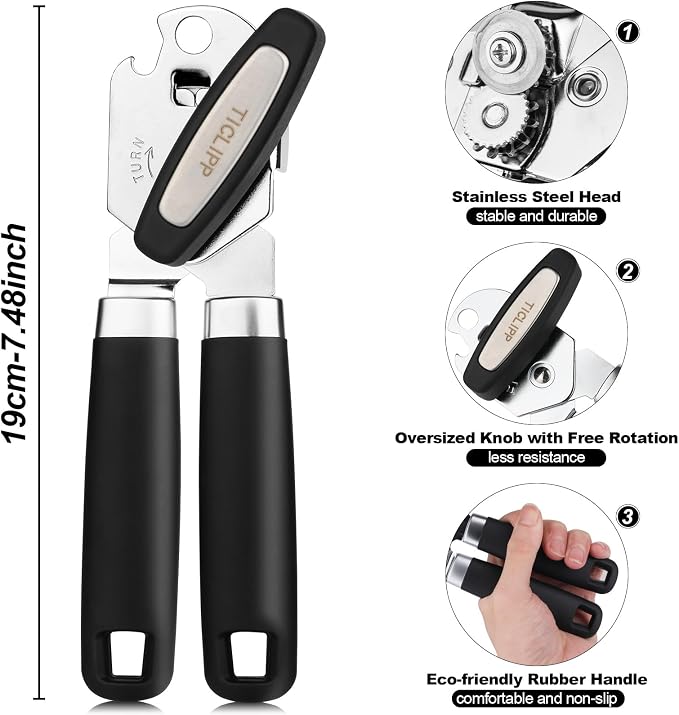 Stainless Steel Manual Rotary Opener, Heavy Duty Ergonomic Arthritis Friendly - Image 2