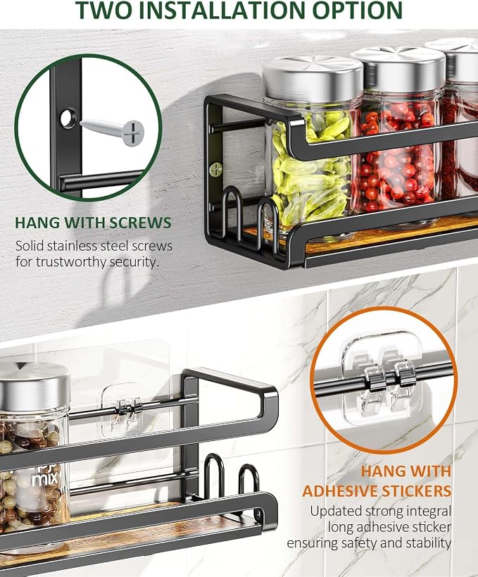 Doakhirmit 4 Pack Wall Mount Spice Rack - Image 3