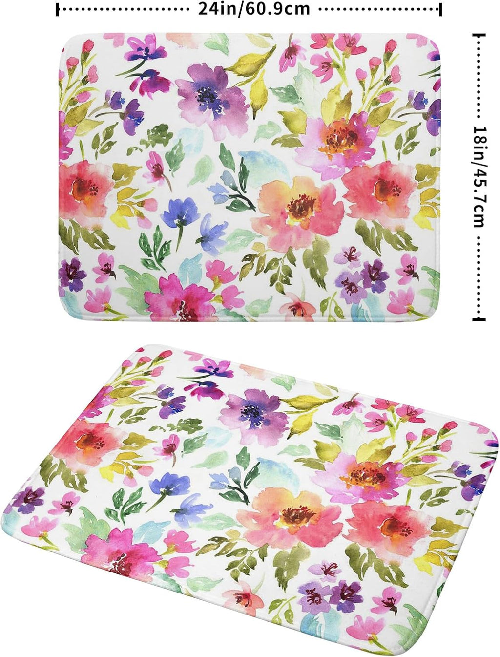 Spring Floral Dish Drying Mat for Kitchen Counter Flower Microfiber