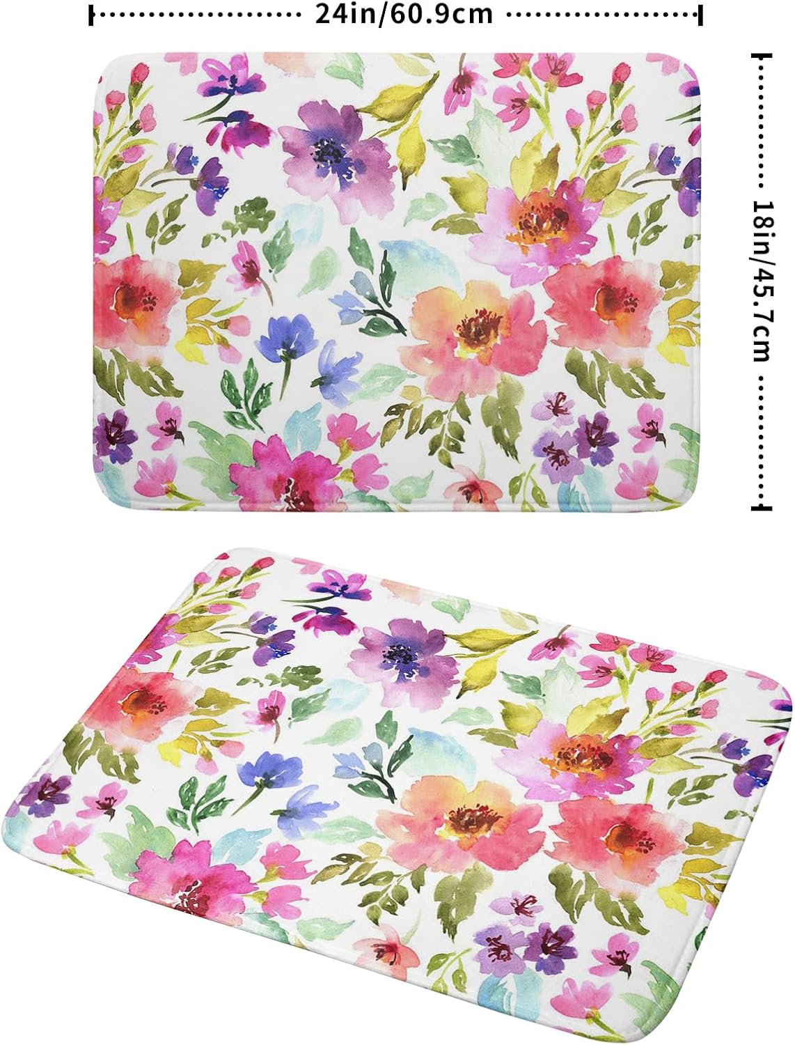 Spring Floral Dish Drying Mat for Kitchen Counter Flower Microfiber
