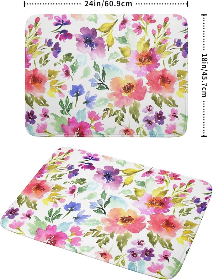 Spring Floral Dish Drying Mat for Kitchen Counter Flower Microfiber Absorbent - Image 2