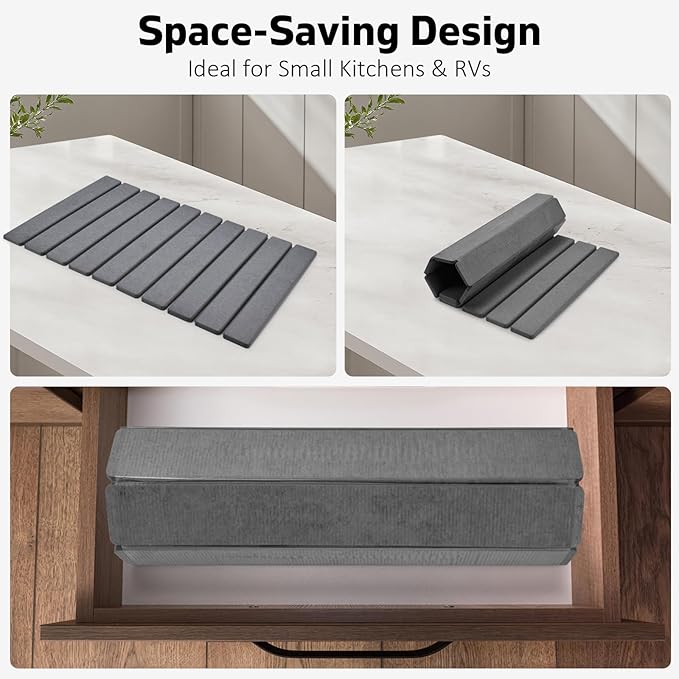 Large Stone Dish Drying Mats for Kitchen Counter, Drying Collapsible Dish - Image 3