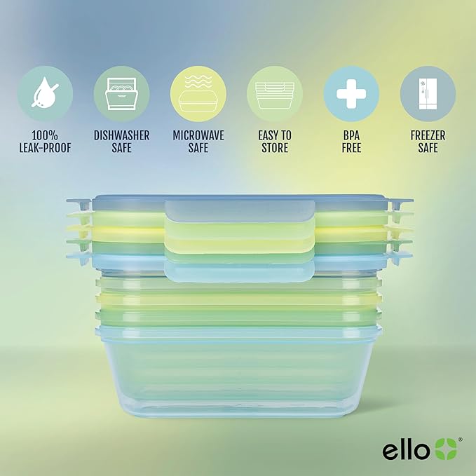 Ello Snap & Nest 10-Piece 4.5 Cup Plastic Meal Prep Set, Reusable Food - Image 3