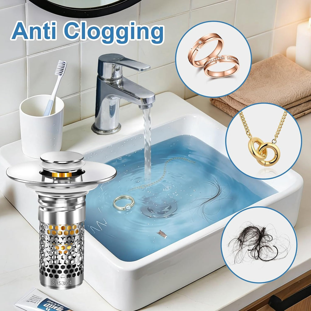 Bathroom Sink Stopper, Pop-up Bathroom Sink Drain Strainer Stopper