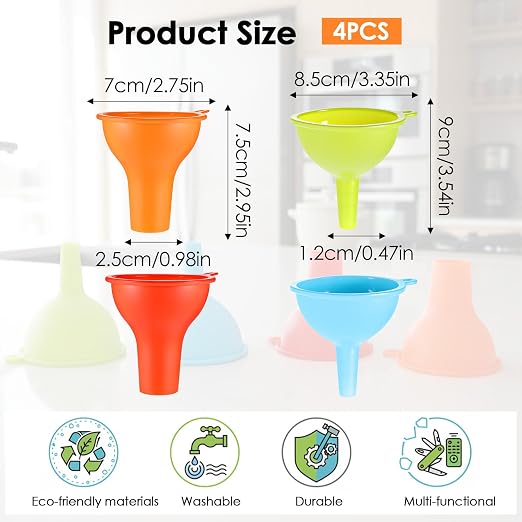 4 Pcs Silicone Kitchen Funnels - Image 2