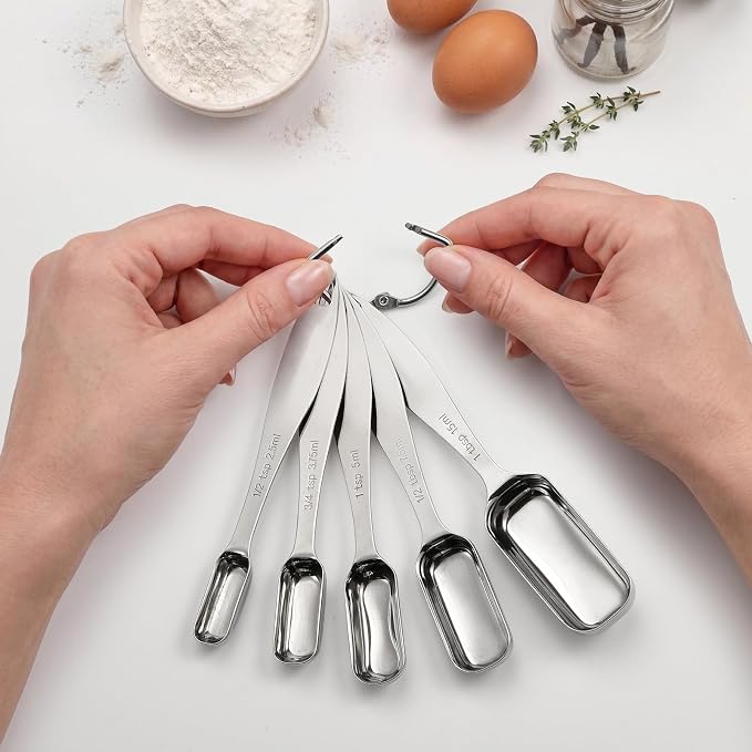 FANGSUN Stainless Steel Measuring Cups and Spoons Set of 10, Stainless Steel - Image 4