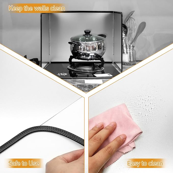 Foldable Stainless Steel Splatter Guard, Oil Splash Protection Backsplash - Image 3