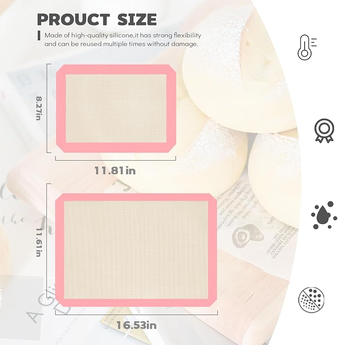 Silicone Baking Mat Set of 3, Silicone Baking Mats Cookie Sheet, Non-Stick Mats - Image 5