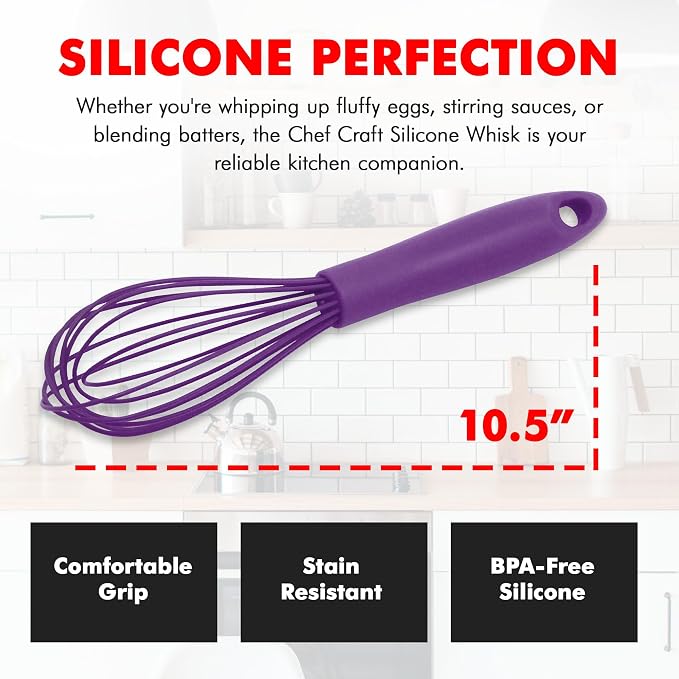 Chef Craft Premium Silicone Wire Cooking Whisk, 10.5 Inch - Image 4